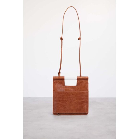 BEIS Cognac Croc Crossbody Bag NEW with tags - Picture 3 of 5